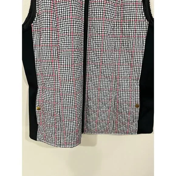 Kim Rogers Size Large Quilted Plaid Zip Vest w Snap Pockets Preppy Cozy - Picture 4 of 11